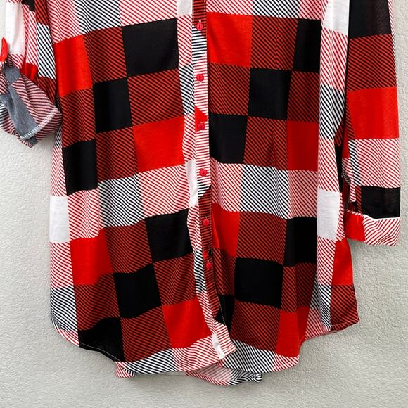 White Mark Red Black Bundle 2 Plaid Button Up Tunic Top Shirts Plus 3X NWT - Picture 14 of 16